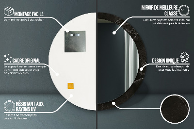 Miroir rond avec décoration Pierre de marbre