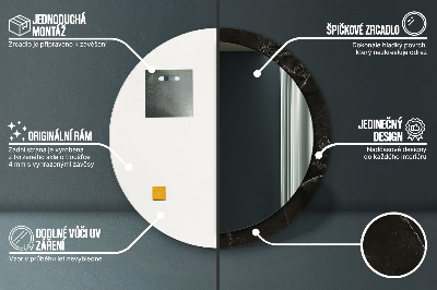 Miroir rond avec décoration Pierre de marbre