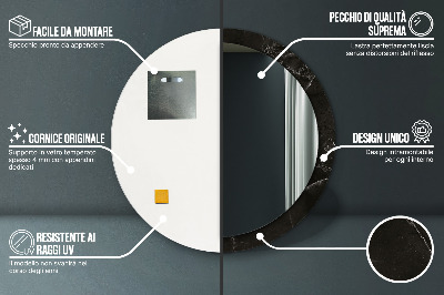 Miroir rond avec décoration Pierre de marbre