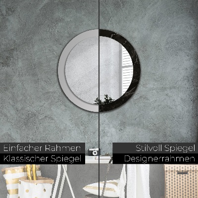 Miroir rond avec décoration Pierre de marbre