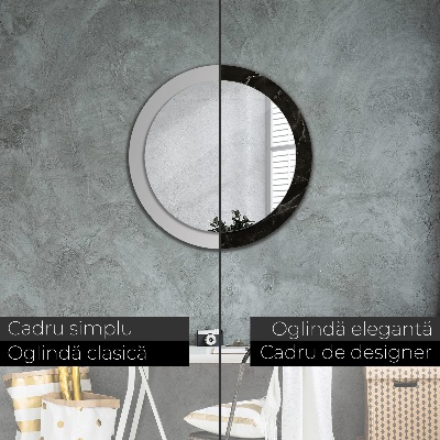 Miroir rond avec décoration Pierre de marbre