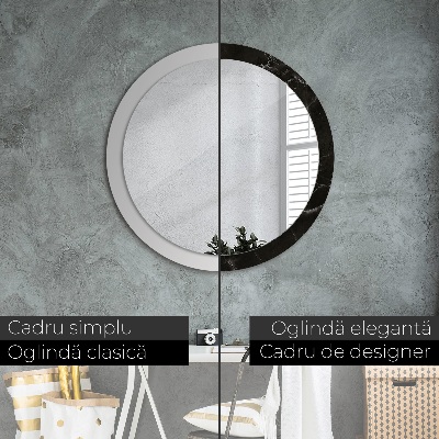 Miroir rond avec décoration Pierre de marbre