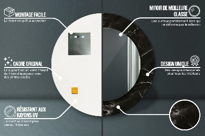Miroir rond avec décoration Pierre de marbre