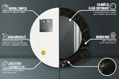 Miroir rond avec décoration Pierre de marbre