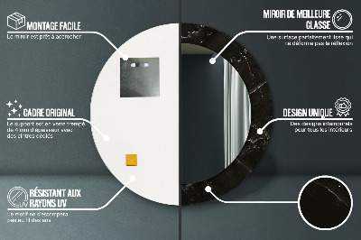 Miroir rond avec décoration Pierre de marbre