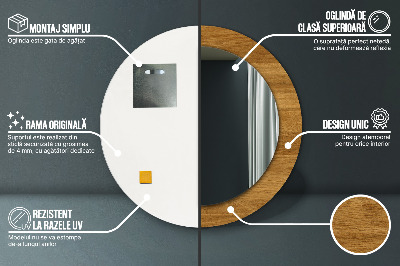 Miroir rond imprimé Chêne rustique