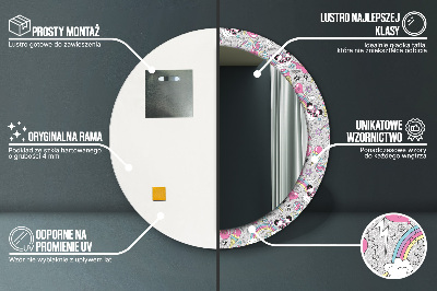 Miroir rond avec décoration Panda licorne
