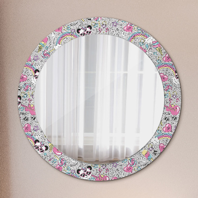 Miroir rond avec décoration Panda licorne