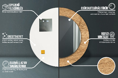 Miroir rond imprimé Texture du bois