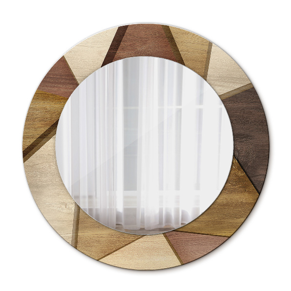Miroir rond avec décoration Bois géométrique 3d