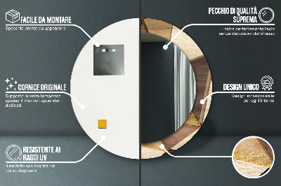 Miroir rond avec décoration Bois géométrique 3d