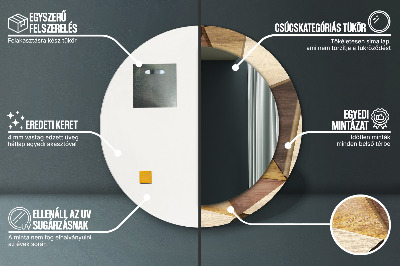 Miroir rond avec décoration Bois géométrique 3d