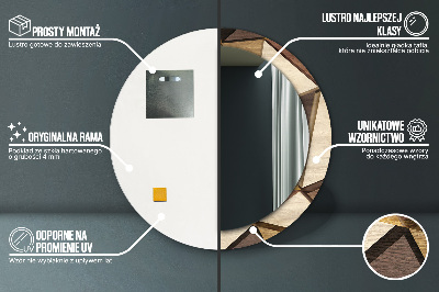 Miroir rond avec décoration Bois géométrique 3d