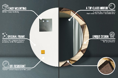 Miroir rond avec décoration Bois géométrique 3d