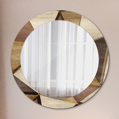 Miroir rond avec décoration Bois géométrique 3d