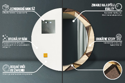 Miroir rond avec décoration Bois géométrique 3d