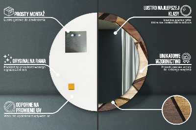 Miroir rond avec décoration Bois géométrique 3d