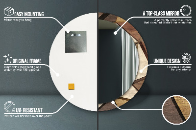 Miroir rond avec décoration Bois géométrique 3d