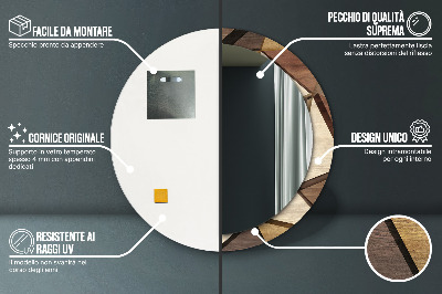 Miroir rond avec décoration Bois géométrique 3d