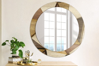 Miroir rond avec décoration Bois géométrique 3d