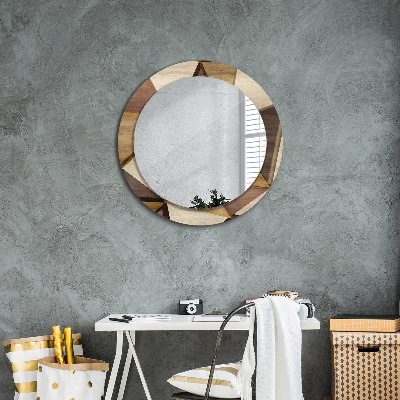 Miroir rond avec décoration Bois géométrique 3d