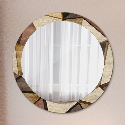 Miroir rond avec décoration Bois géométrique 3d