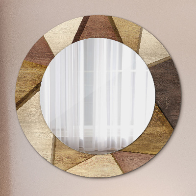 Miroir rond avec décoration Bois géométrique 3d