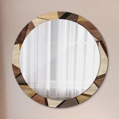 Miroir rond avec décoration Bois géométrique 3d