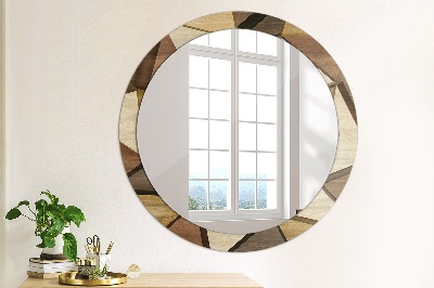 Miroir rond avec décoration Bois géométrique 3d