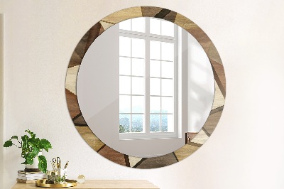 Miroir rond avec décoration Bois géométrique 3d
