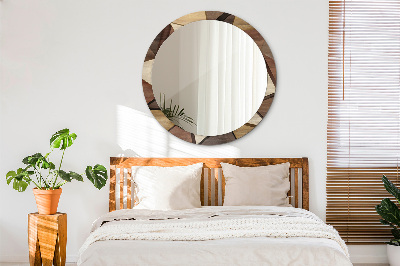Miroir rond avec décoration Bois géométrique 3d