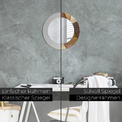 Miroir rond avec décoration Bois géométrique 3d