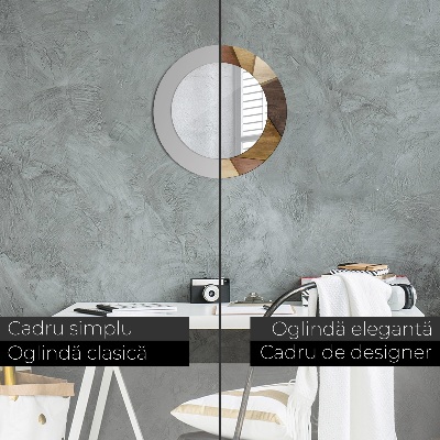 Miroir rond avec décoration Bois géométrique 3d