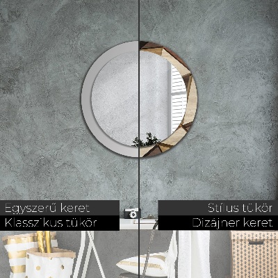 Miroir rond avec décoration Bois géométrique 3d