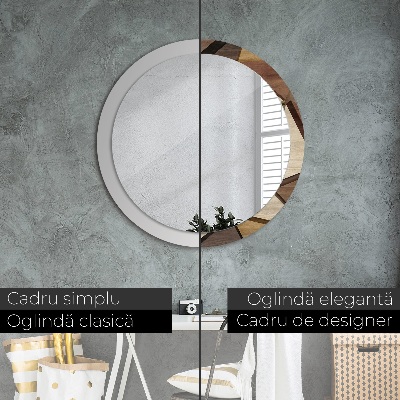 Miroir rond avec décoration Bois géométrique 3d