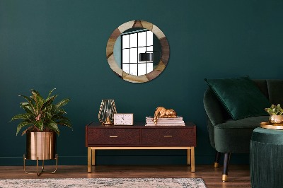 Miroir rond avec décoration Bois géométrique 3d