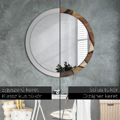 Miroir rond avec décoration Bois géométrique 3d