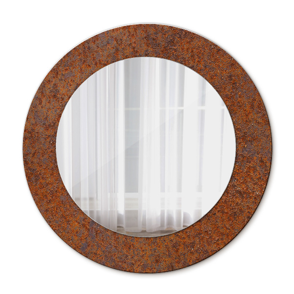 Miroir rond imprimé Métal rouillé