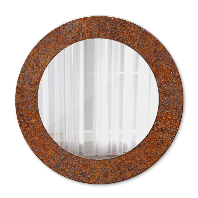 Miroir rond imprimé Métal rouillé