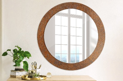 Miroir rond imprimé Métal rouillé