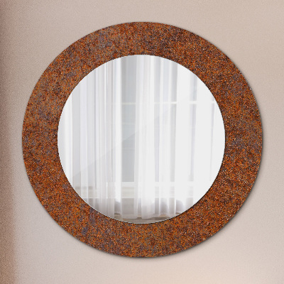 Miroir rond imprimé Métal rouillé