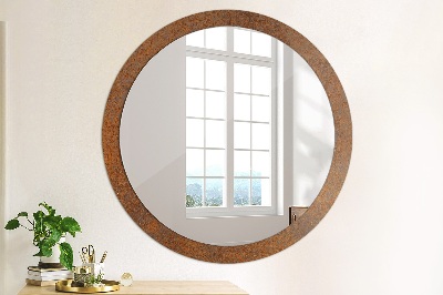 Miroir rond imprimé Métal rouillé