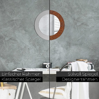 Miroir rond imprimé Métal rouillé