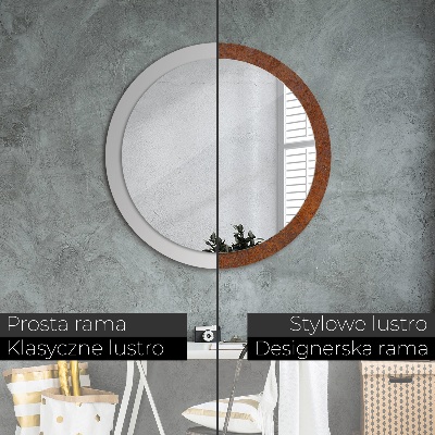 Miroir rond imprimé Métal rouillé