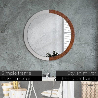 Miroir rond imprimé Métal rouillé