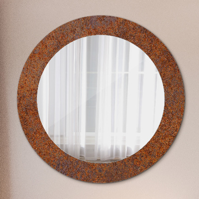 Miroir rond imprimé Métal rouillé