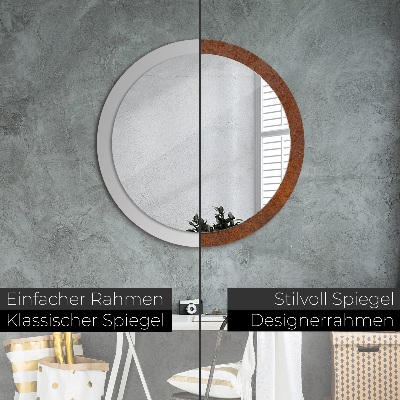 Miroir rond imprimé Métal rouillé