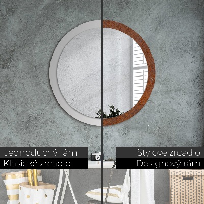 Miroir rond imprimé Métal rouillé