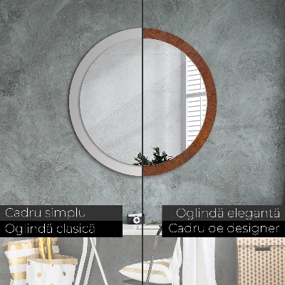 Miroir rond imprimé Métal rouillé