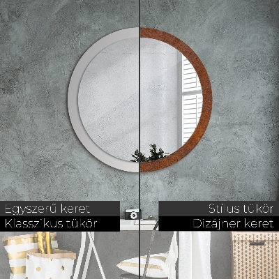 Miroir rond imprimé Métal rouillé